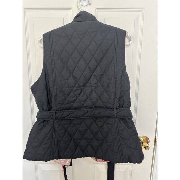 Lilly Pulitzer Reversible Floral Print Black Quilted Puffer Vest Size Medium - Picture 2 of 7